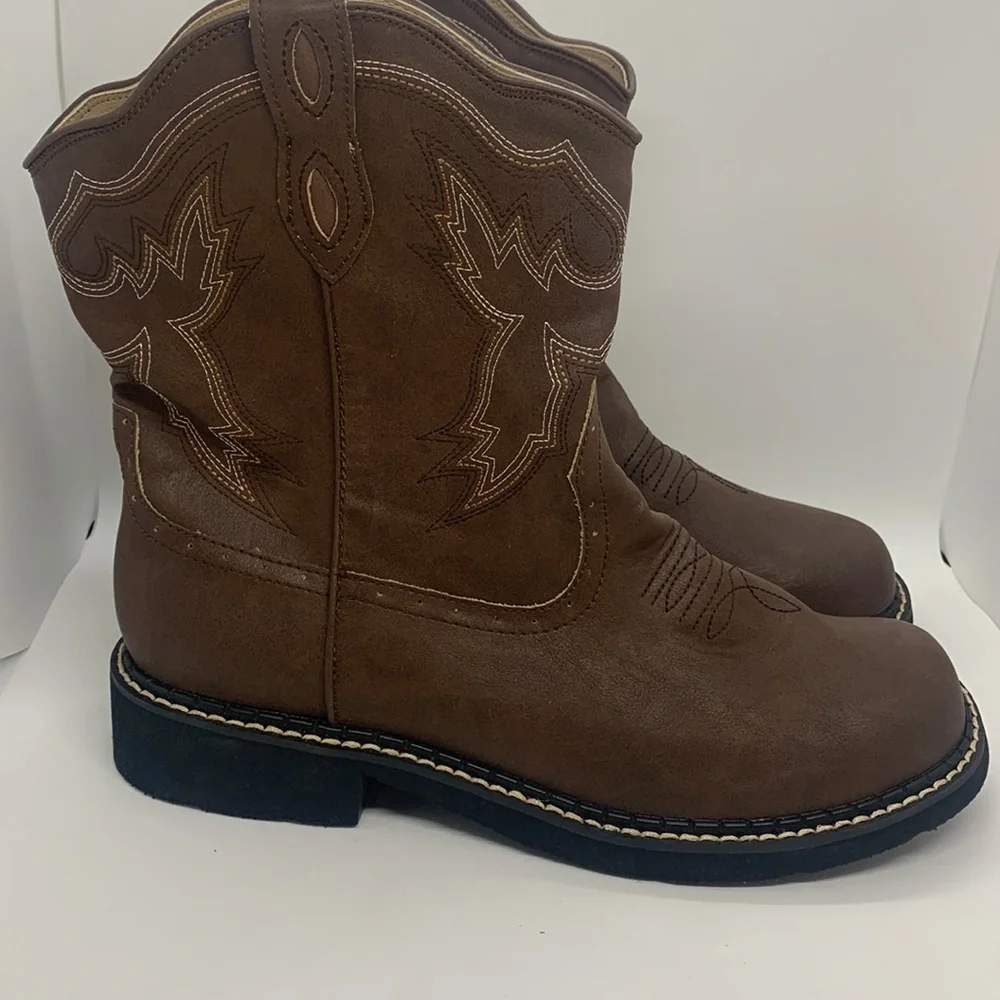 Roper NEW Chunk Boot Brown 11 Western Cowgirl Rodeo Stitch Detail Lightweight